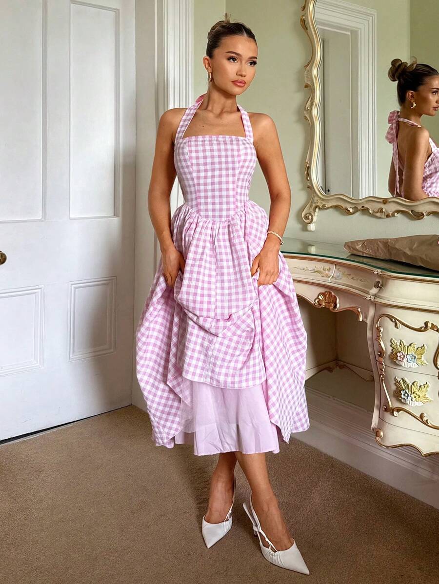 Elina Plaid Dress