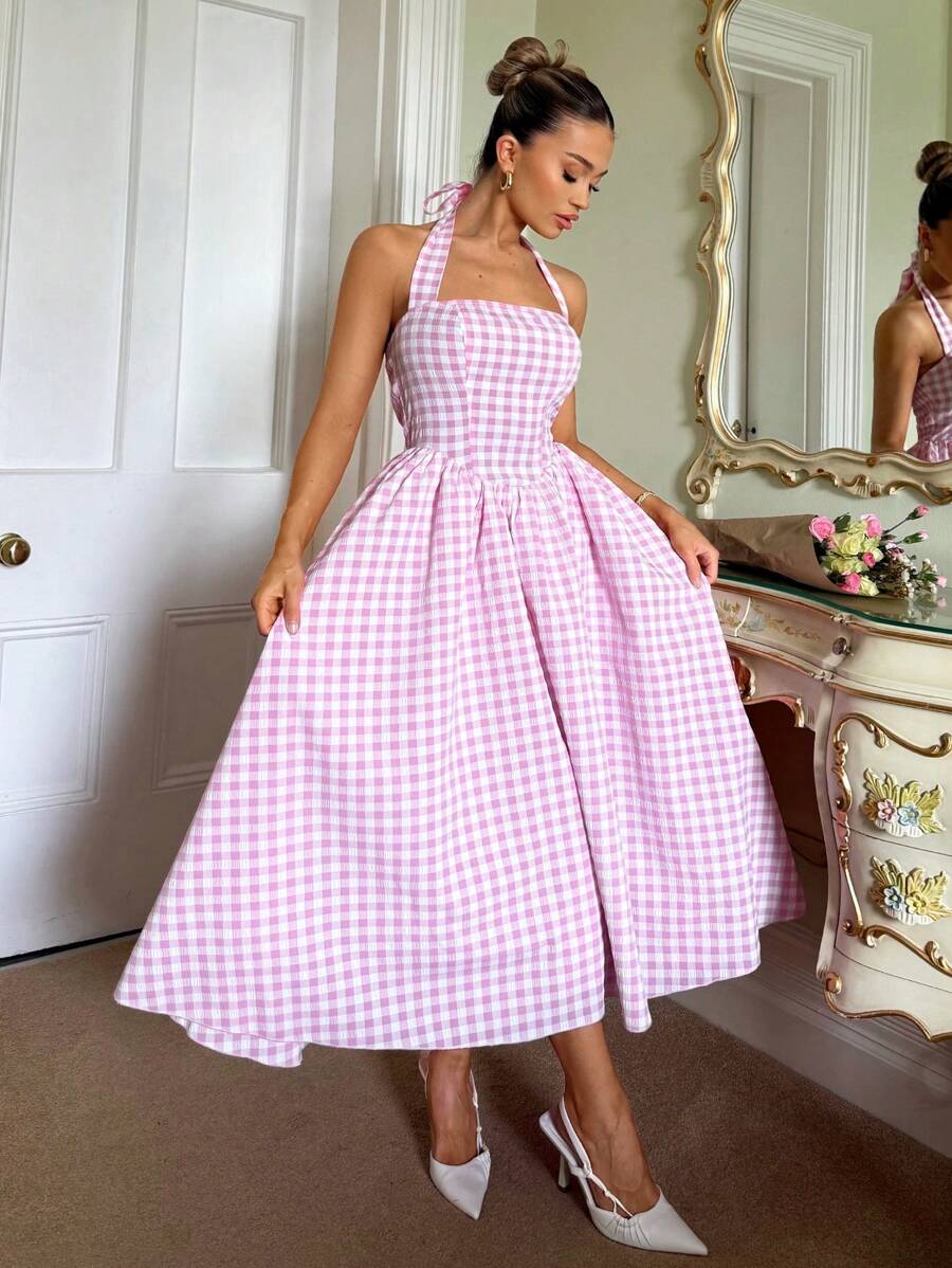 Elina Plaid Dress