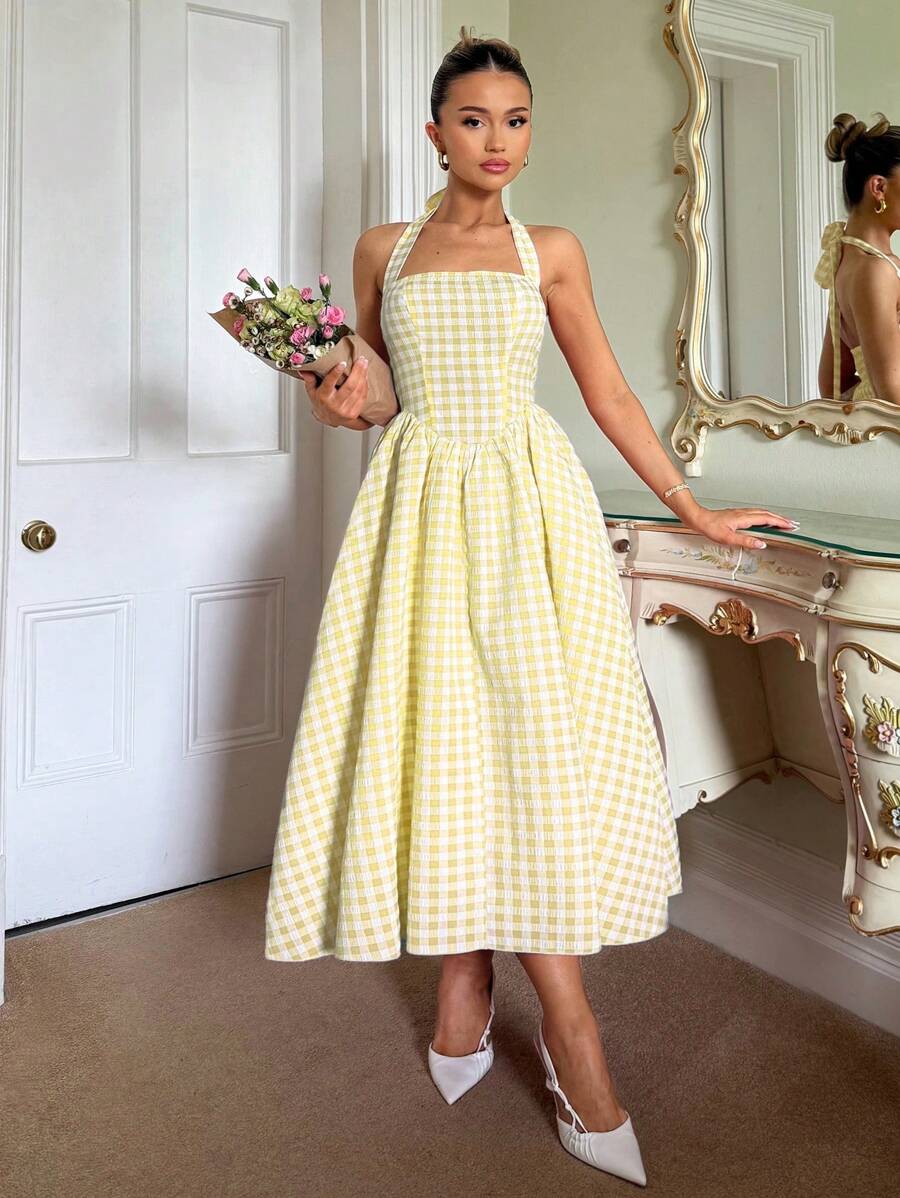 Elina Plaid Dress