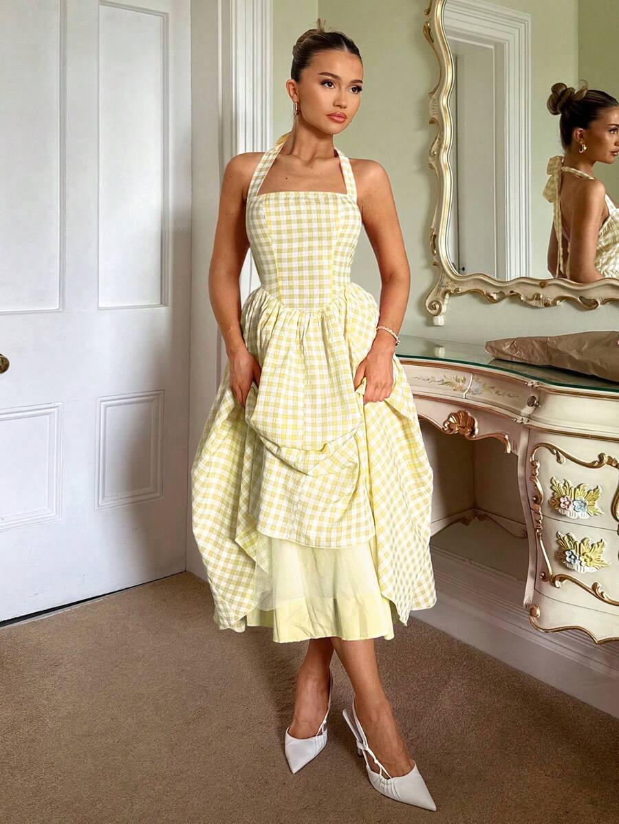 Elina Plaid Dress