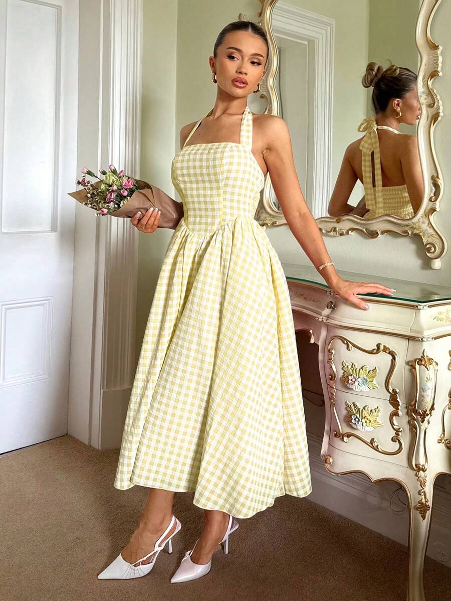 Elina Plaid Dress