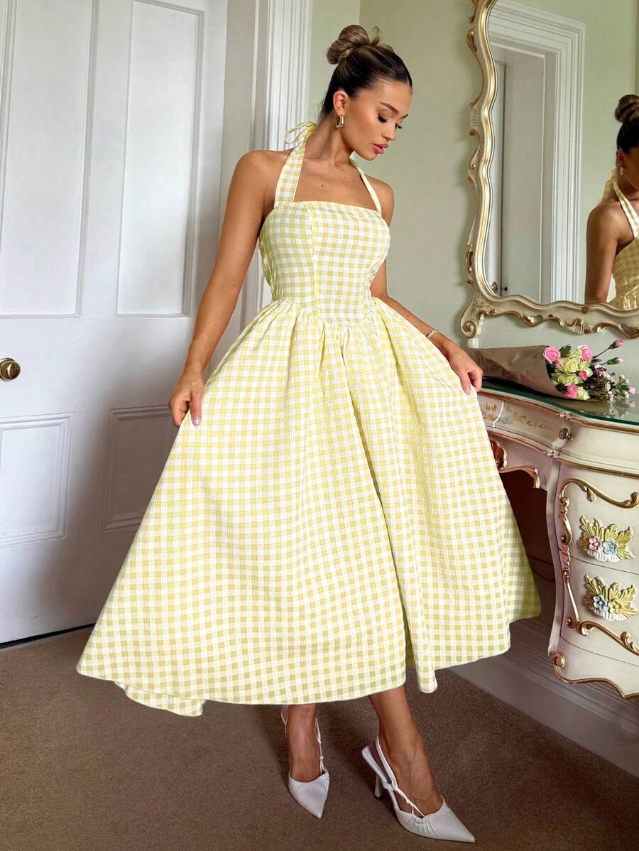 Elina Plaid Dress