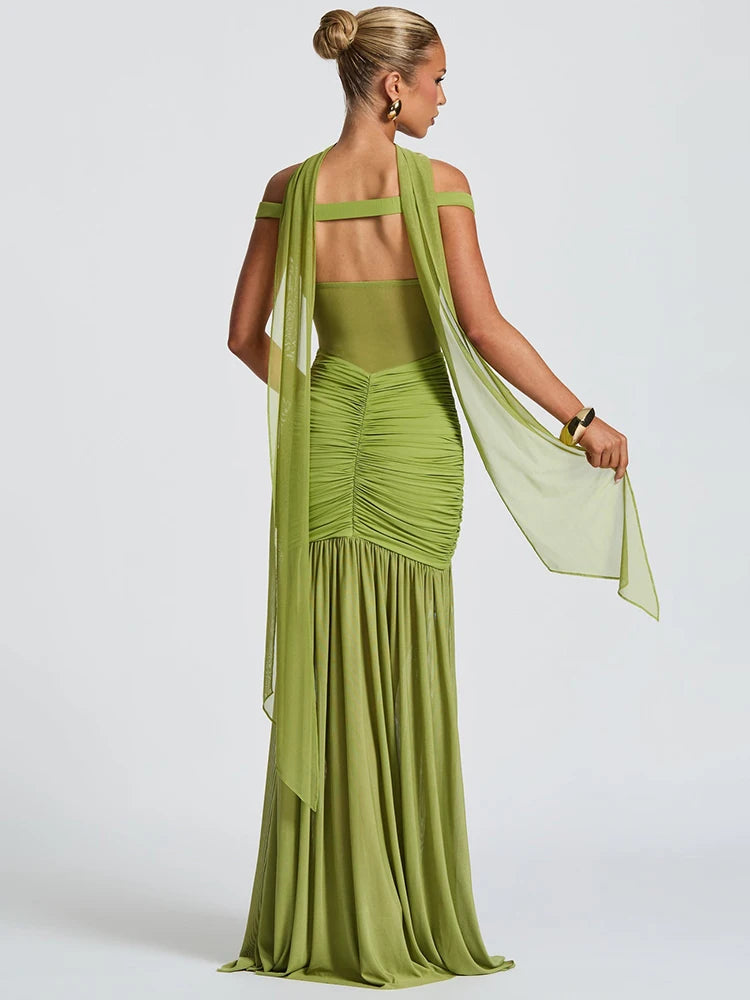 Golden Midnight Off-Shoulder Dress