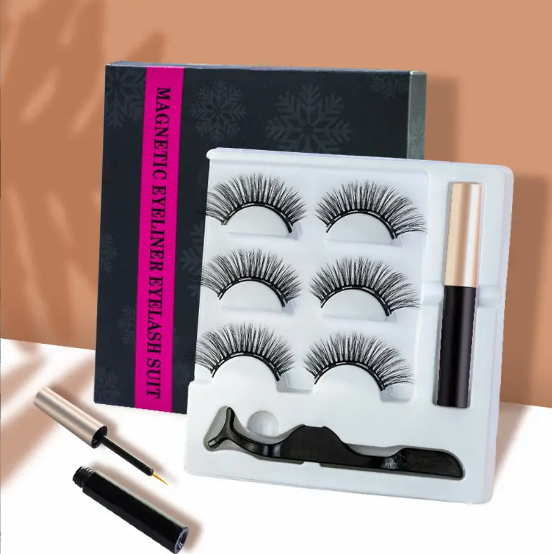 Magnetic Eyelashes With Eyeliner+Tweezer
