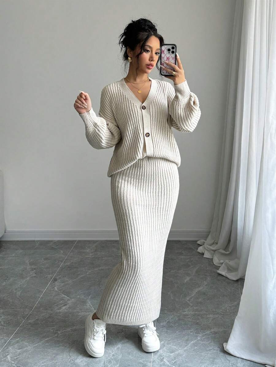 Basma Cardigan Skirt Set