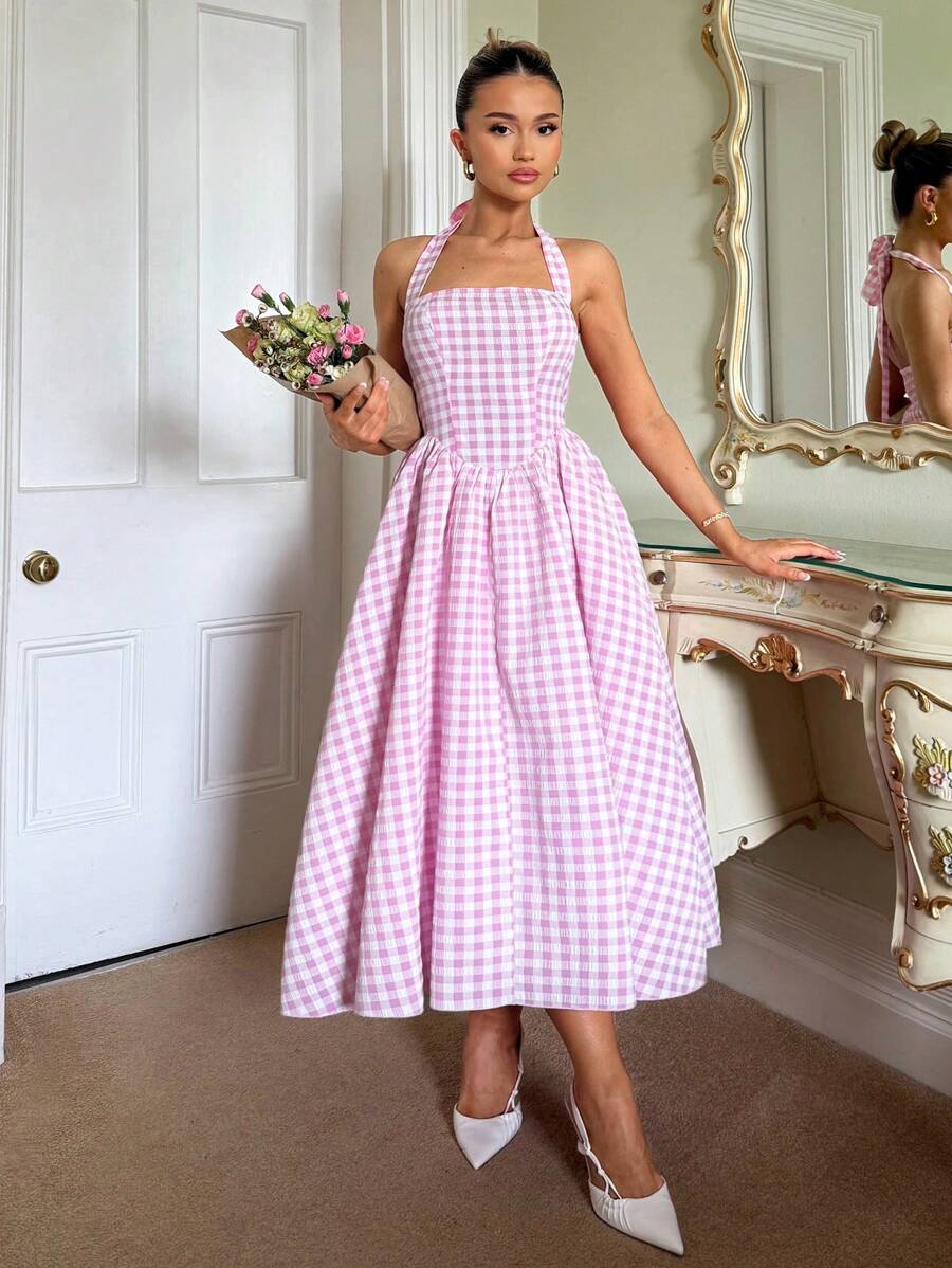 Elina Plaid Dress