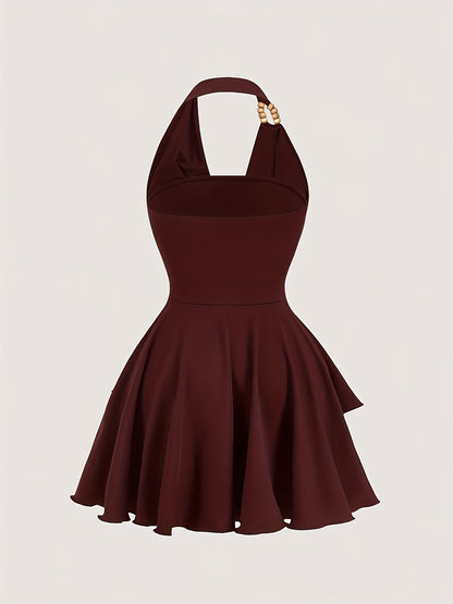 Hailey Beaded-Neck Dress