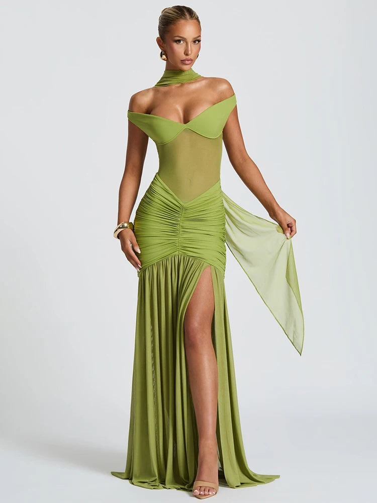 Golden Midnight Off-Shoulder Dress