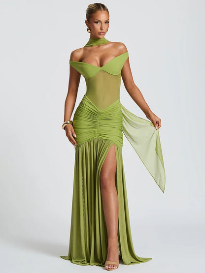 Golden Midnight Off-Shoulder Dress