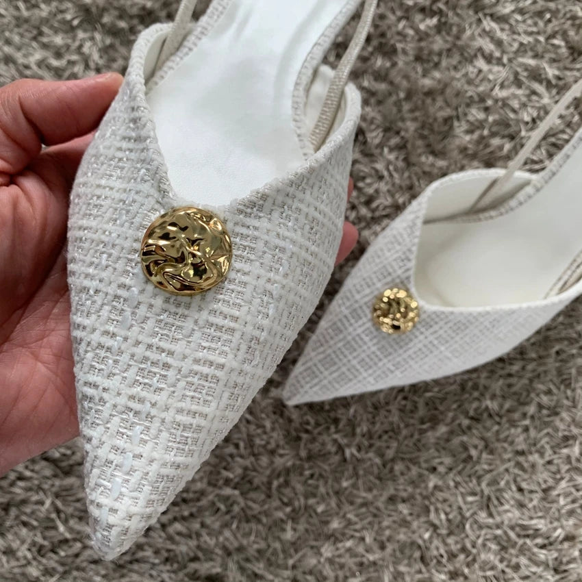 Fabric Pointed Sandals