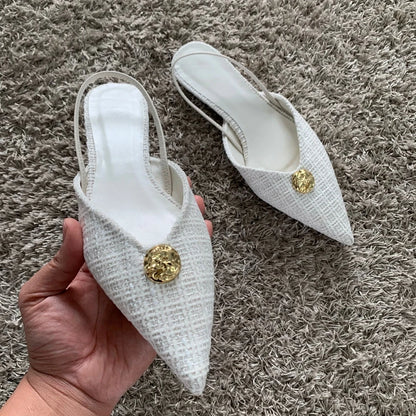 Fabric Pointed Sandals