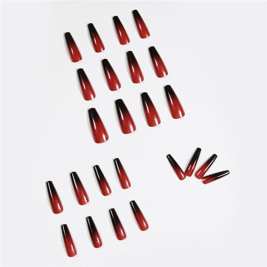 Red And Black Gradient Nails